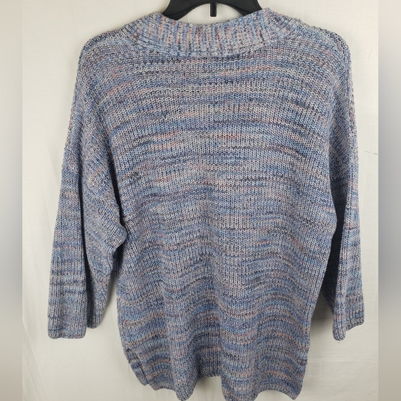 J.Jill Blue Multicolored Knit 3/4th Length Sleeve Sweater Oversized Sz S - Picture 5 of 10